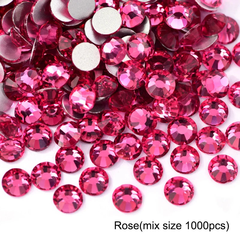 1440Pcs/Pack Flatback 3D Glass Swarovsky DIY Nails Rhinestones Art Decoration Shiny Crystal Stones Gems Manicure