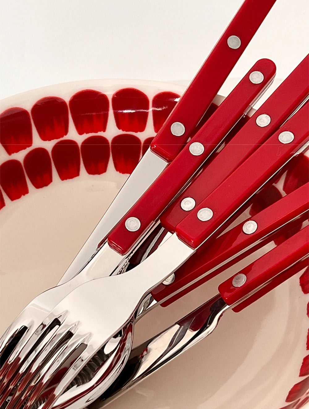 Fashionable Design Top Mirror Polishing Cutlery Sets Stainless Steel 18/8(304) ABS Handle With Rivets Silverware Set For Kitchen
