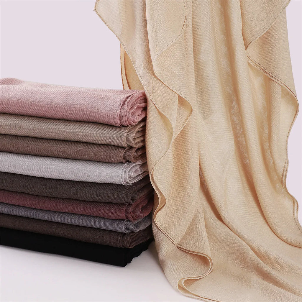 Ramadan Solid Color Modal Cotton Rayon Hijabs Scarf Women Muslim Headscarf Wraps Shawls Femme Musulman Headband Islamic Turban