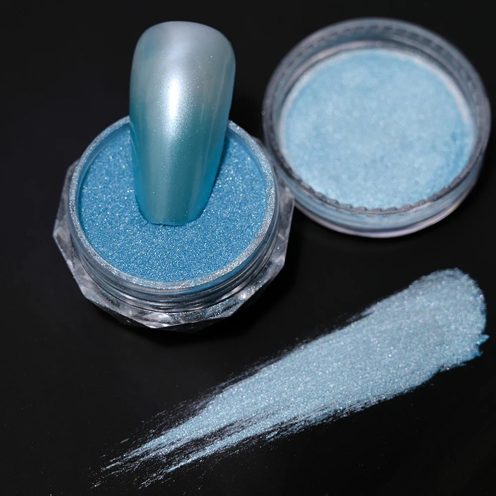 Pearl White Nails Glitter Aurora - Hailey Bieber Nails Moonlight Powders Fritillary Shell Mirror Pigment Nail Decoration