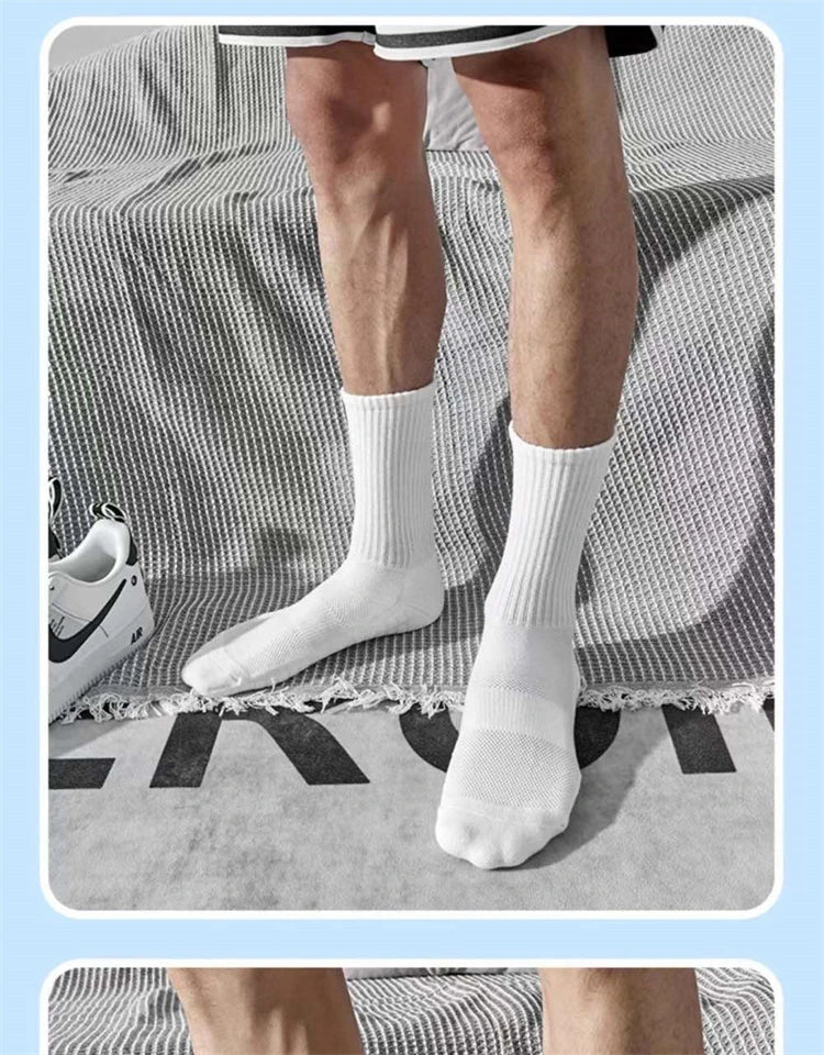 Men's Thick Bottom Sweat Absorbing and Breathable Sports Socks with Bottom Cushion for Running Professional Sports Men's Socks