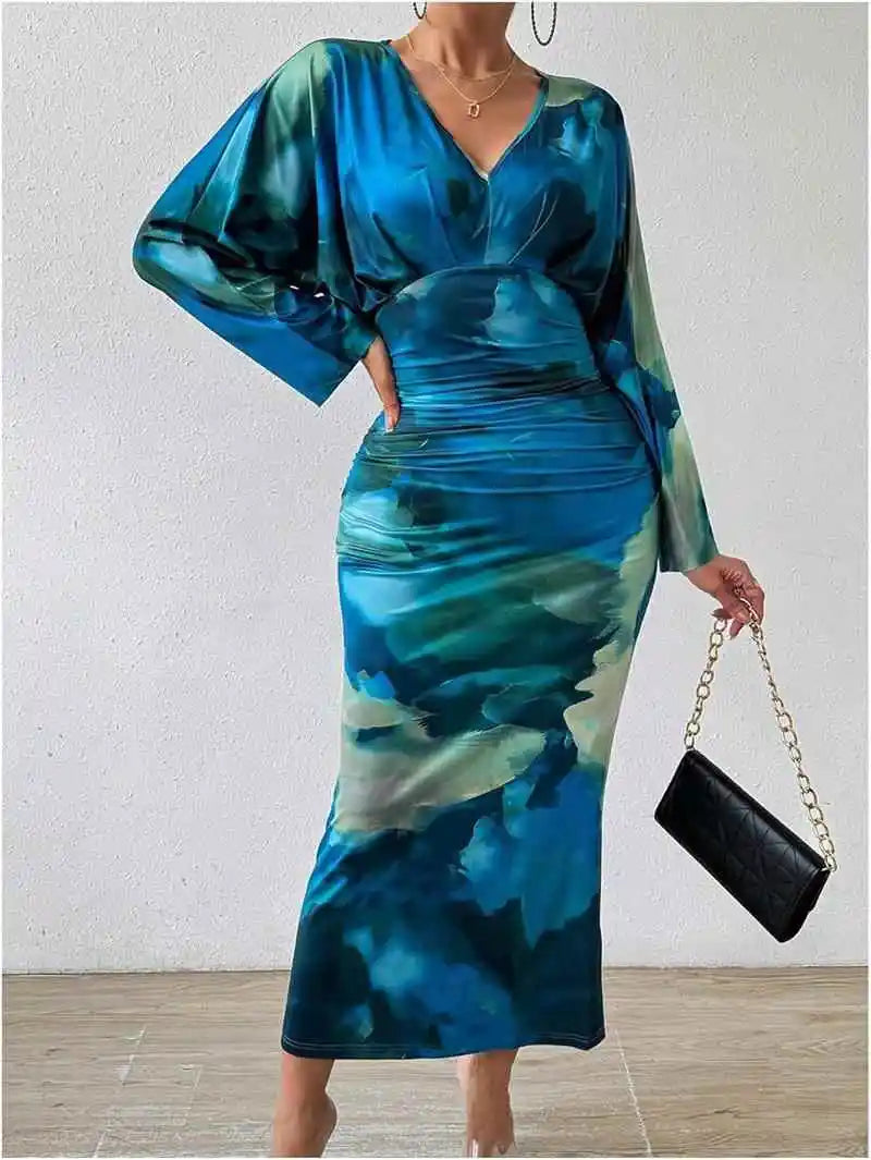 Women's Long Sleeve Dress European Style Batwing Sleeve Other Fabric Ladies Fashion Citywalk Dress Winter Collection