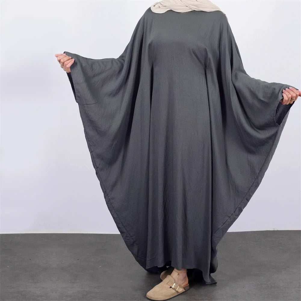 Ramadan Eid Soft Crepe Khimar Batwing Abaya Dubai Islam Muslim Modest African Dresses For Women Kaftan Kebaya Robe Femme Musulma