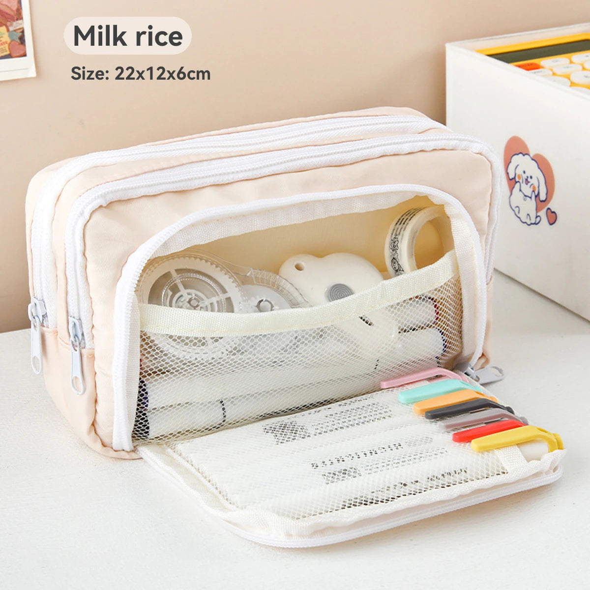 Cute Multi Layer Pencil Case Pouch, Large Capacity Pen Case Bag,Durable Stationery Storage Bag For Students, School&Office