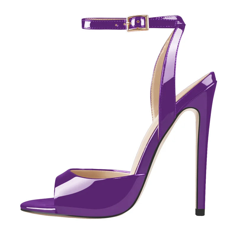 Onlymaker Women  Peep Toe 12CM Thin High Heels Pumps Sandals Ladies Buckle Strap Open Toe Big Size Summer Stiletto Sandals