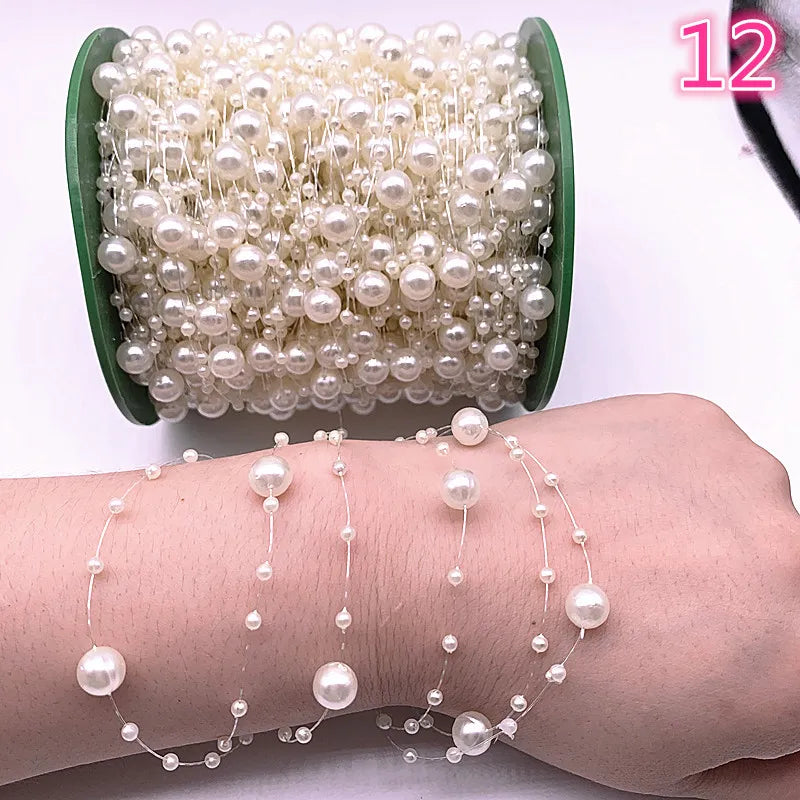 NEW 5yards Fishing Line Artificial Pearls Flower Beads Chain Garland Flowers Wedding Party Decoration Diy