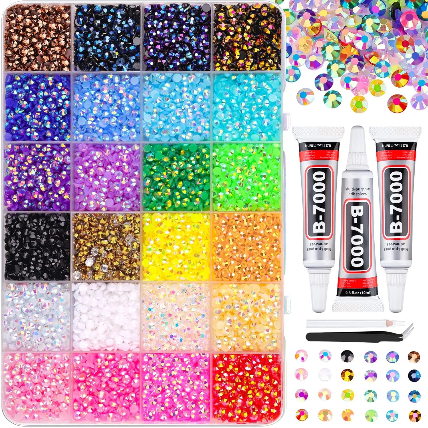 1Box/1Set Hot Selling Flash Nail Rhinestones Bedazzling Kit 3mm Multi-style Colorful Resin Nail Diamond Jewelry DIY Nails Parts