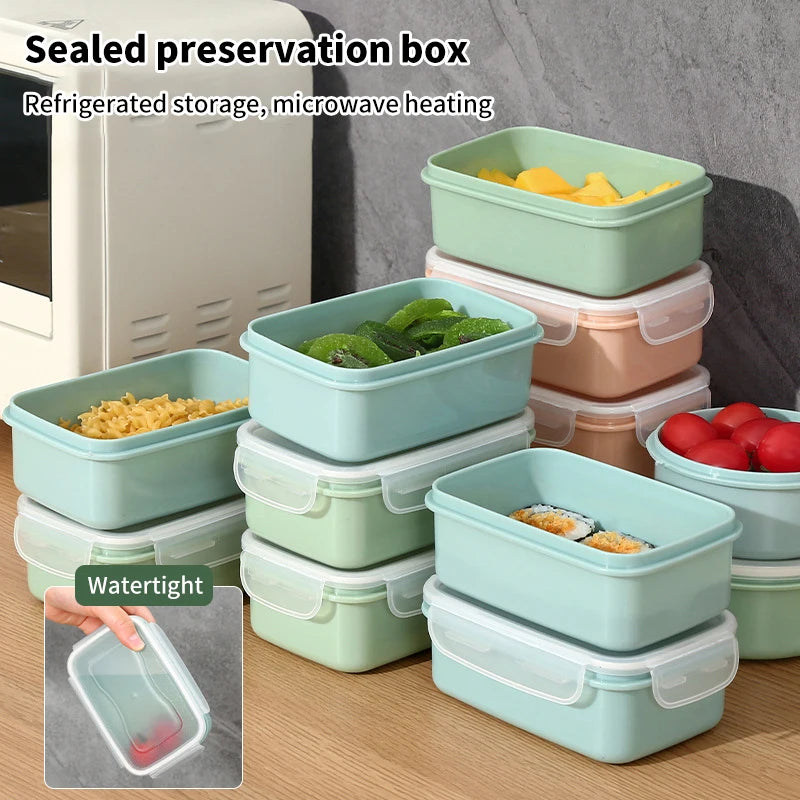 Mini Refrigerator Crisper Small Lunch Box Plastic Airtight Jar Storage Box Round Kitchen Insulated Lunch Box Organizer Snack Box