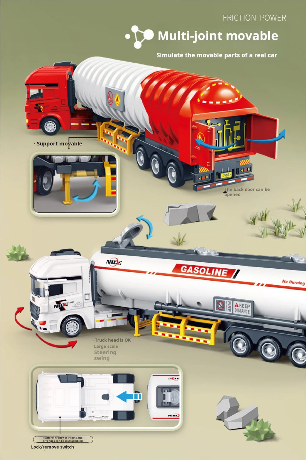 1/50 Simulation Alloy Head Diecasts Toy Engineering Vehicle Toy Excavator Crane Model Truck Car Toys for Boys Gifts Home Decor