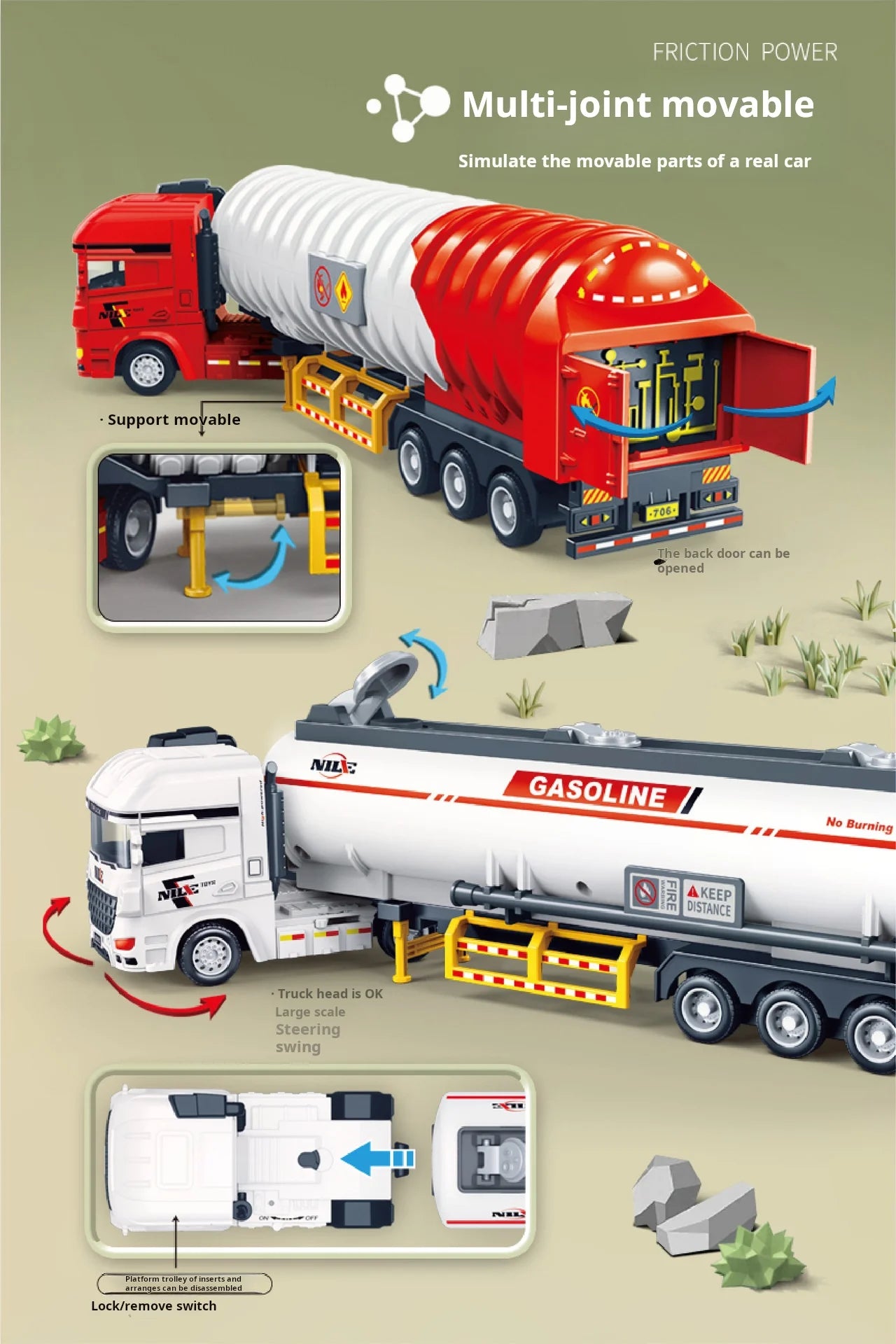 1/50 Simulation Alloy Head Diecasts Toy Engineering Vehicle Toy Excavator Crane Model Truck Car Toys for Boys Gifts Home Decor