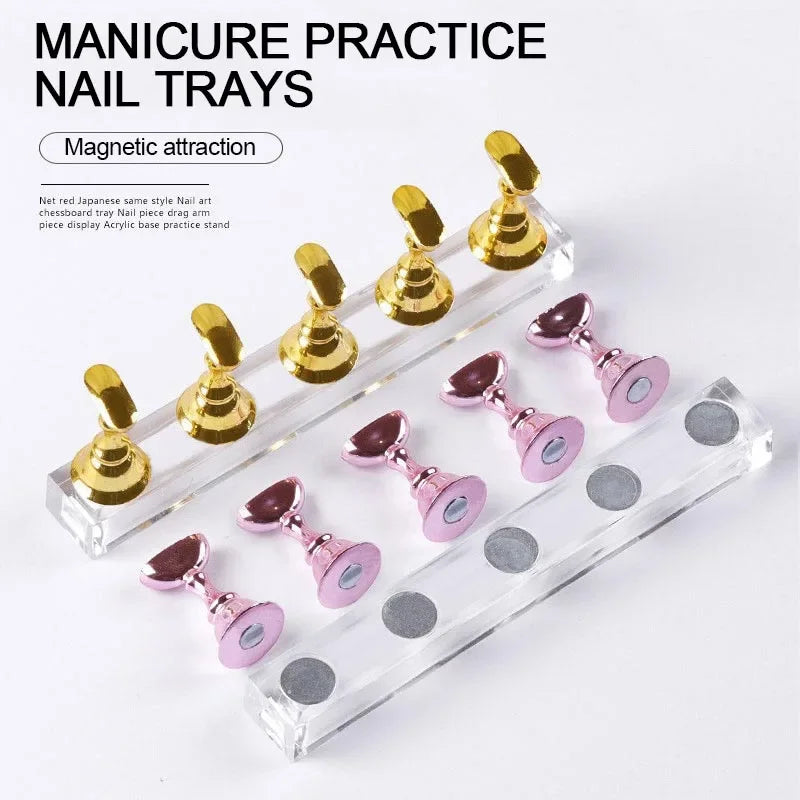 New 5pcs Magnetic Nail Stand Sample Nails Display Nail Polish Holder Nail Magnet Tips Reusable Putty MJZSJ03