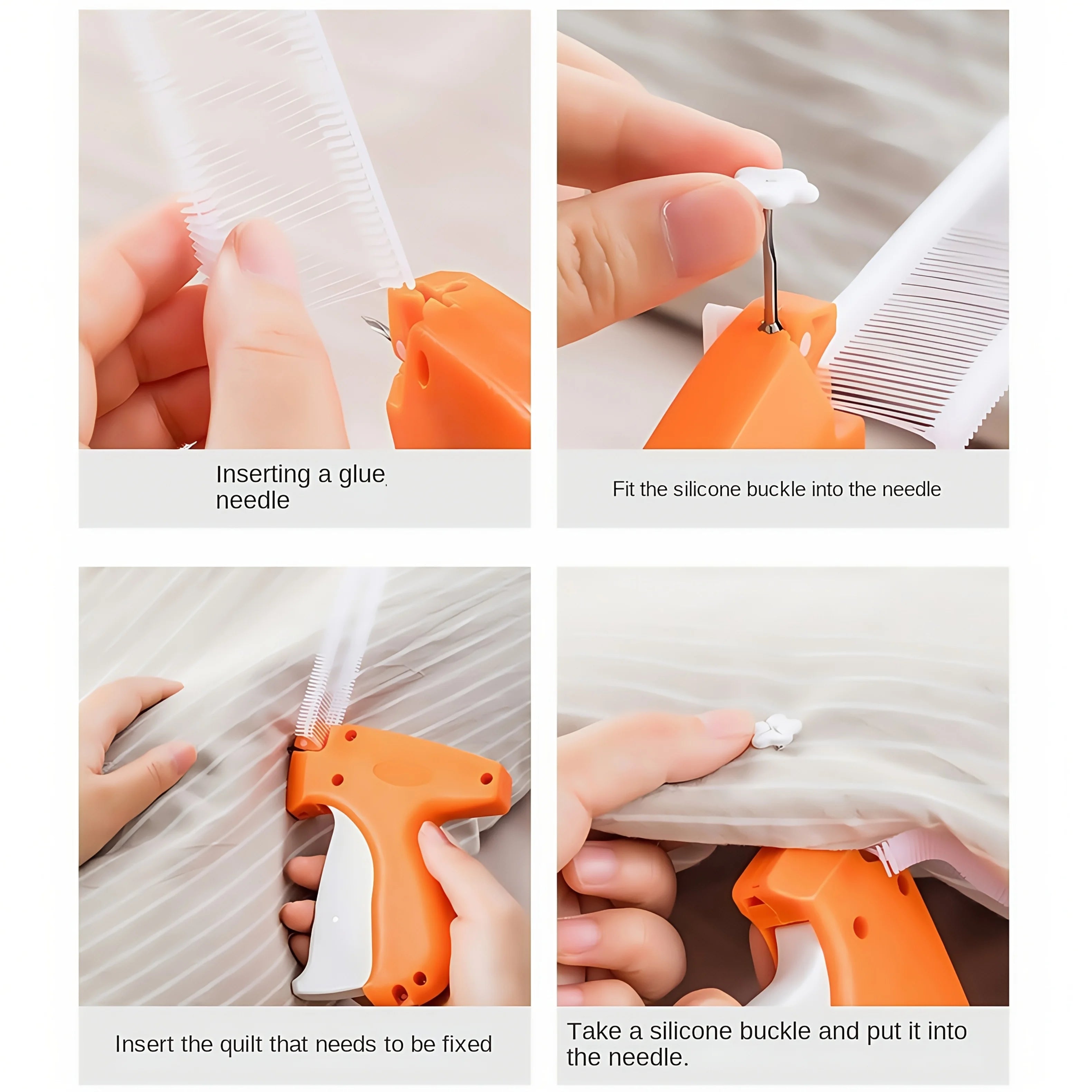 Orange Tagging Gun with 48 Silicone Buckles & 550 Plastic Needles No Needle Safe for Fabric Labeling Retail Warehouse Inventory