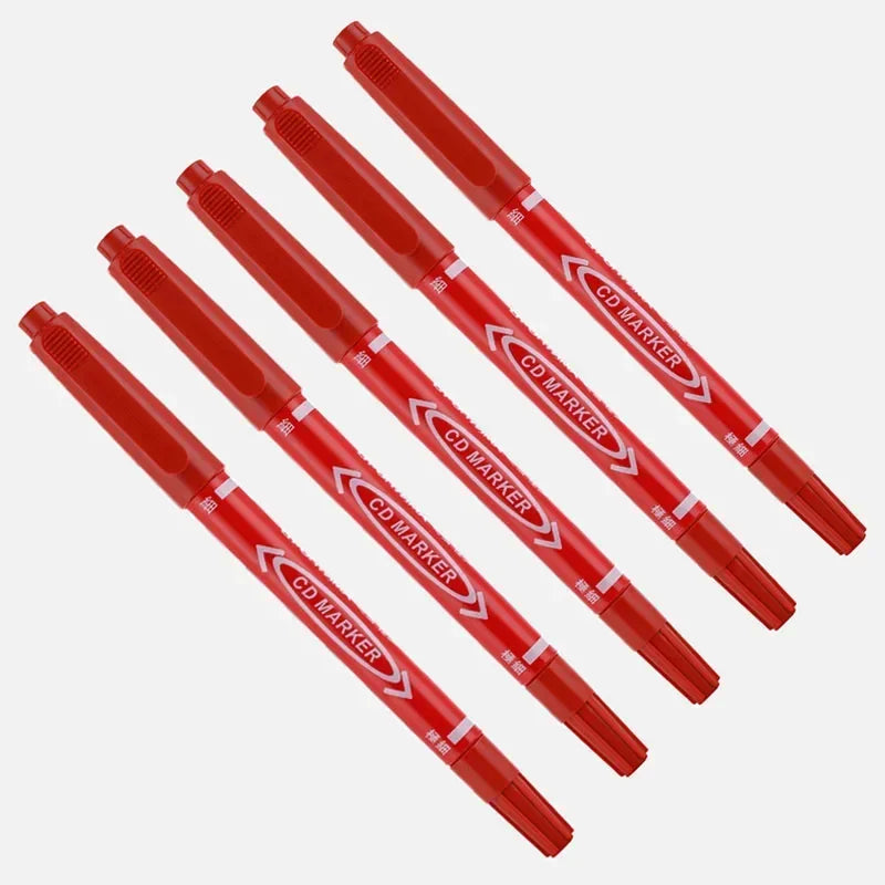 5/10PCs Permanent Marker Black/Blue/Red Oil Marker Pen Twin Tip Fine Nid Marker Ink Stationery Items School & Office Supplies