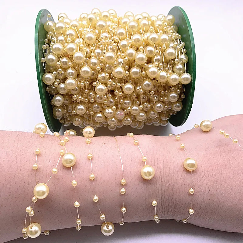 NEW 5yards Fishing Line Artificial Pearls Flower Beads Chain Garland Flowers Wedding Party Decoration Diy