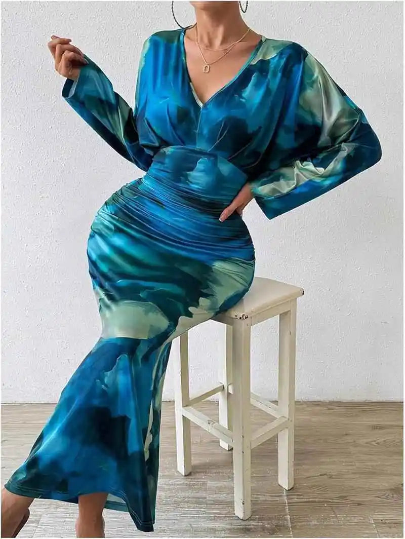 Women's Long Sleeve Dress European Style Batwing Sleeve Other Fabric Ladies Fashion Citywalk Dress Winter Collection