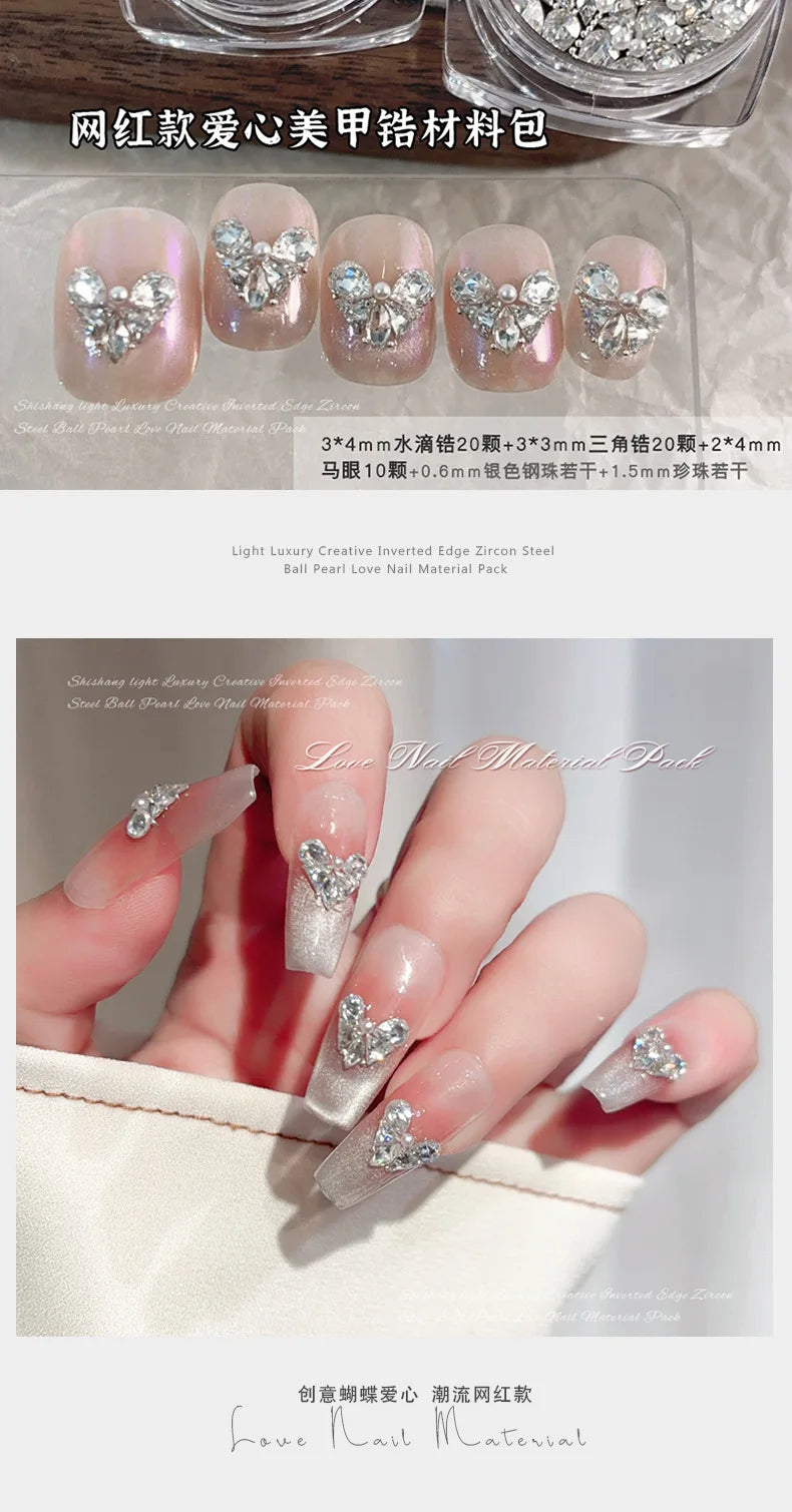 50PCS 3D Mini Zircon Nail Art Rhinestone Crystal Diamond Accessories For Glitter Manicure Nails Decoration Supplies Material