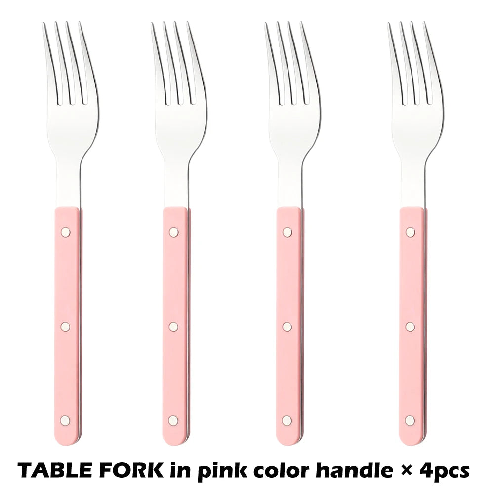 Fashionable Design Top Mirror Polishing Cutlery Sets Stainless Steel 18/8(304) ABS Handle With Rivets Silverware Set For Kitchen
