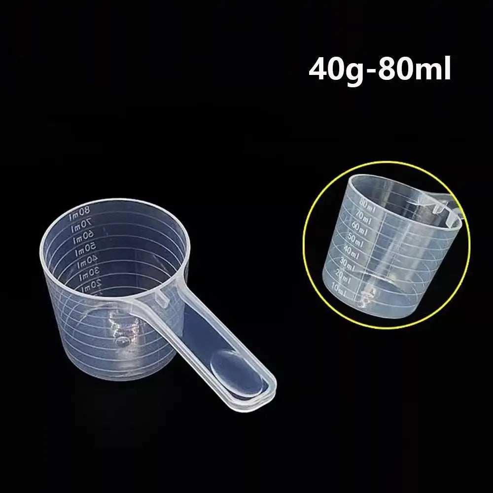 5pcs/set Transparent Plastic Spoon Measuring Flat-bottomed Spoon with Scale Useful Kitchen Baking Measuring Spoon
