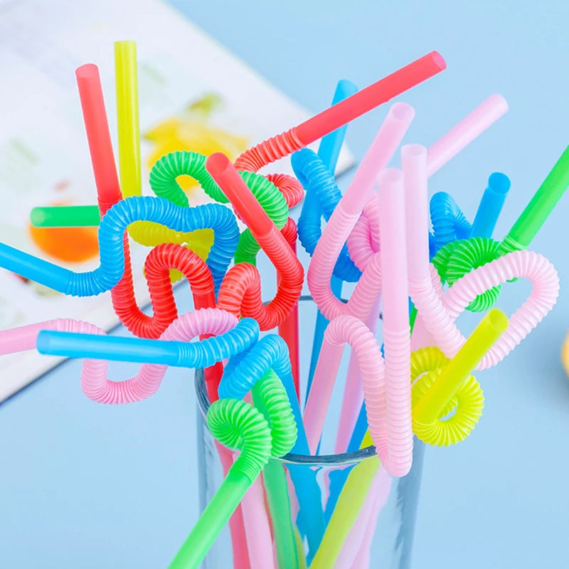 100pcs/pack Colorful Black Drinking Kunstst of Straws Bar Party Wedding Kitchen Pajitas Plastique Beverage Straws