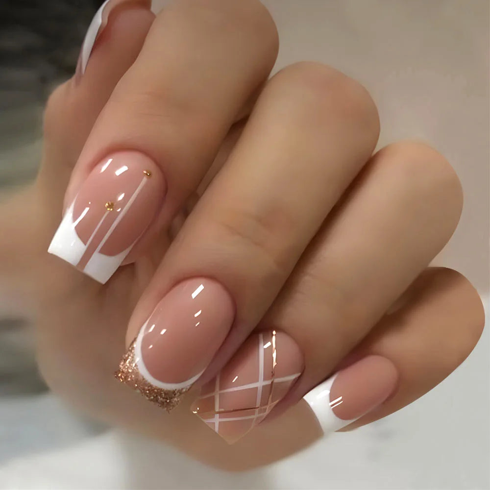 24Pcs/Set Love Ballerina Press on Nails Sets Free False Nails Adhesive Full Cover Artificial Art Fake Nail Professional Material