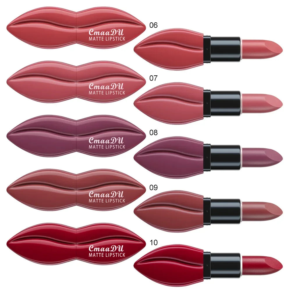 Natural Smooth Matte Waterproof Velvet Nude Lipstick Sexy Red Brown Lip Stick Pigments Makeup Lipgloss Long Lasting Profissional