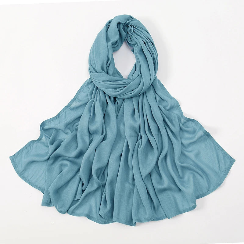 New Muslim Hijabs for Women Scarf Thin Plain Shawls Femme Musulman Soft Viscose Rayon Headscarf Islamic Turban Headband 190x85cm