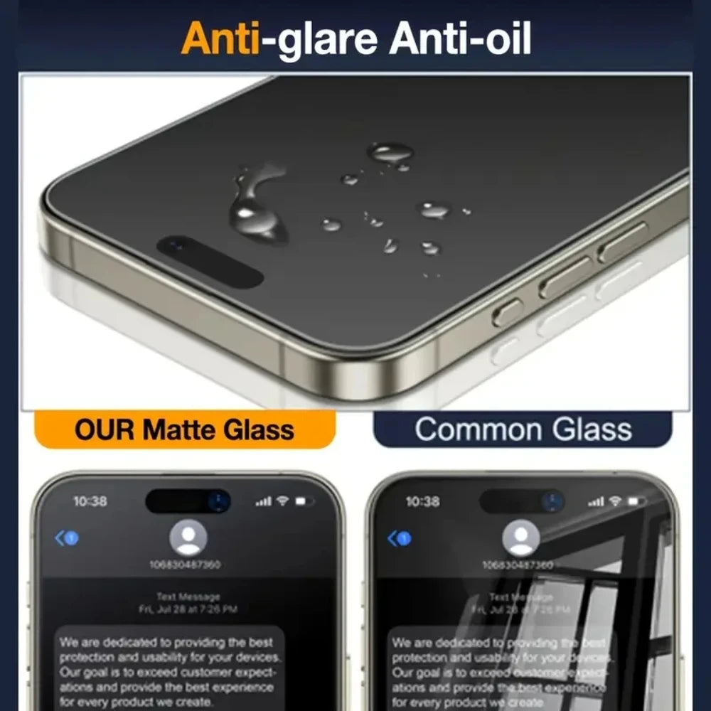 NNBILI 3pcs Full Cover Matte Privacy Screen Protector For iPhone 17 16 15 14 13 12 11 Pro Max Plus Mini X XS Anti-Peeping Glass