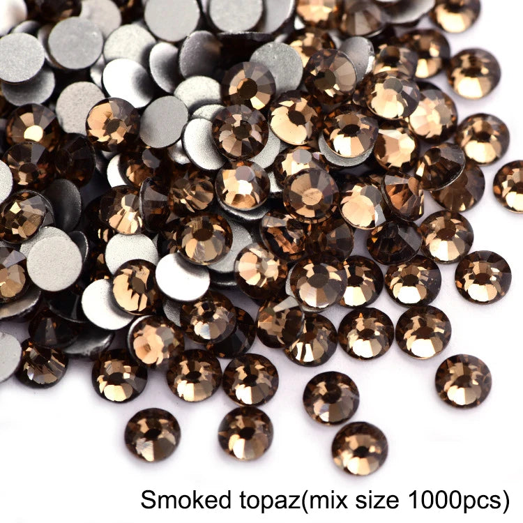 1440Pcs/Pack Flatback 3D Glass Swarovsky DIY Nails Rhinestones Art Decoration Shiny Crystal Stones Gems Manicure