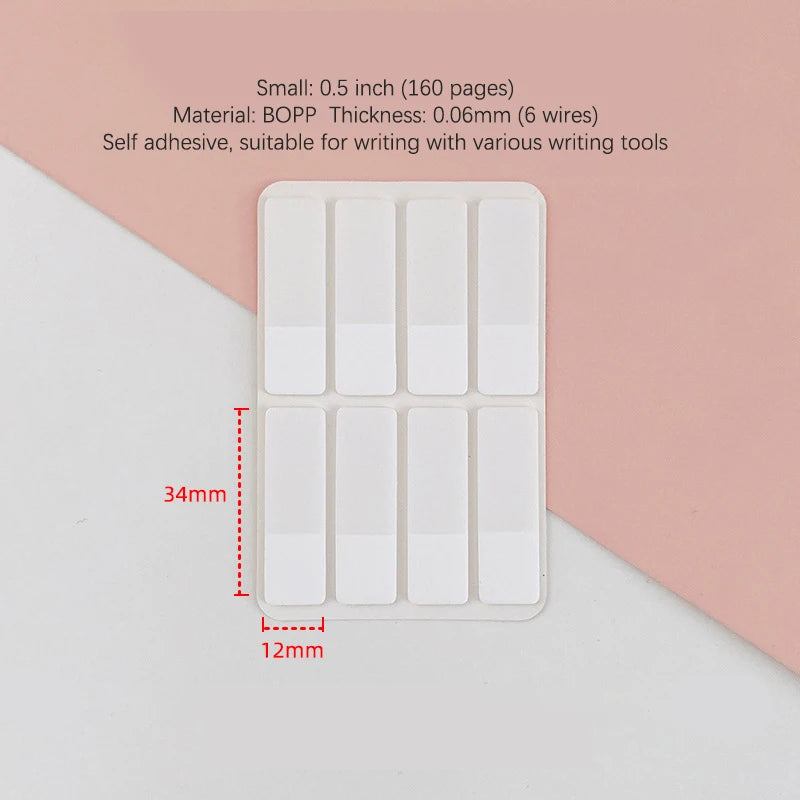 40/80/160 Pages Frosted Simple Pure White Index Stickers Transparent Label Stickers DIY Sticky Notes Office School Supplies