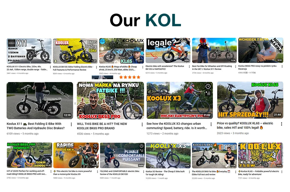 KOOLUX X9 Eu Warehouse Bike 20" Fat Tire Mountain Bike 250W Brushless Motor 7-Speed City Bike 48V Lithium Battery Adult Electric