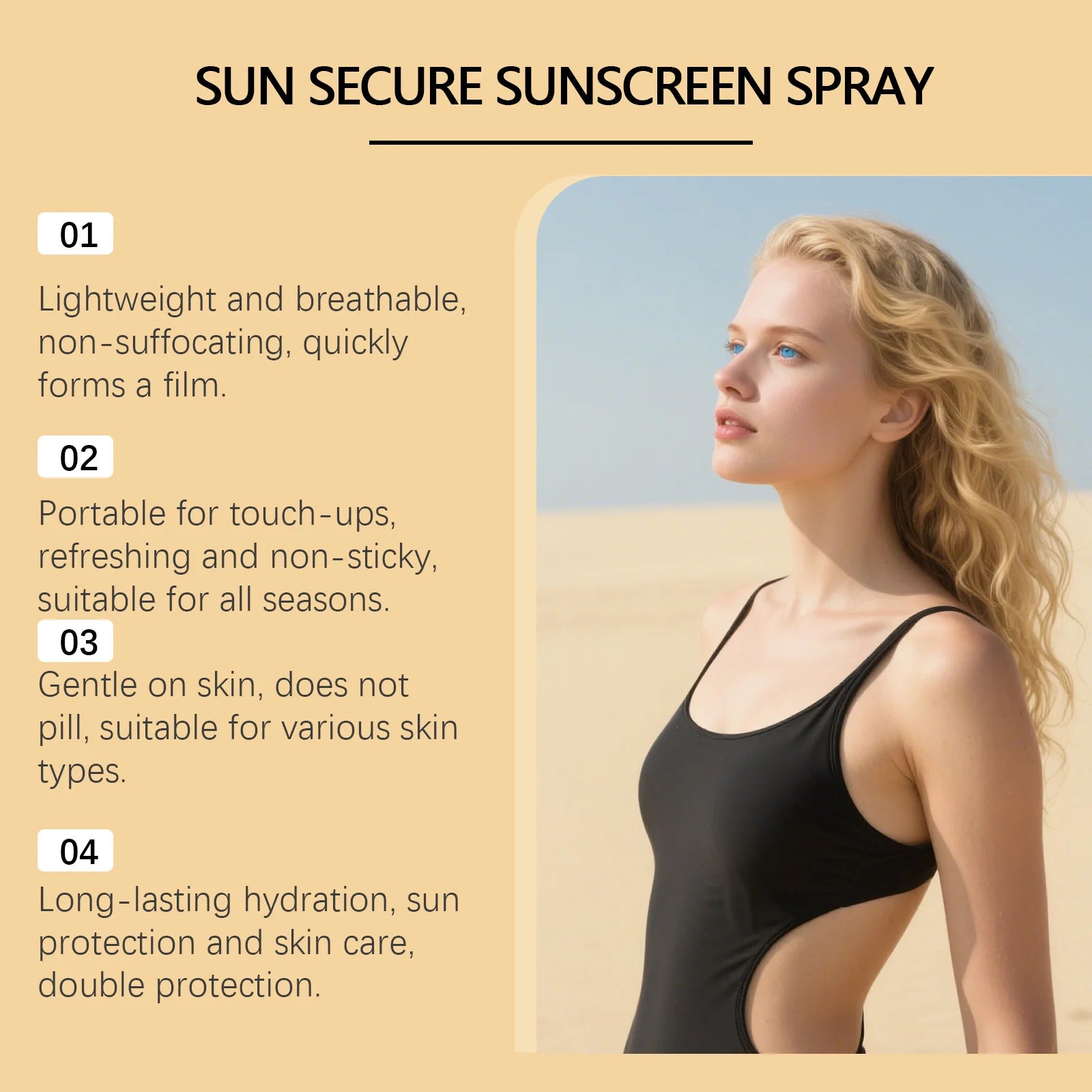 100ML Spf50 Sunscreen Spray Non-stciky Protect Skin Moisturizing Enhance Smoothness Refreshing Prevent Sunburn Sunscreen Spray