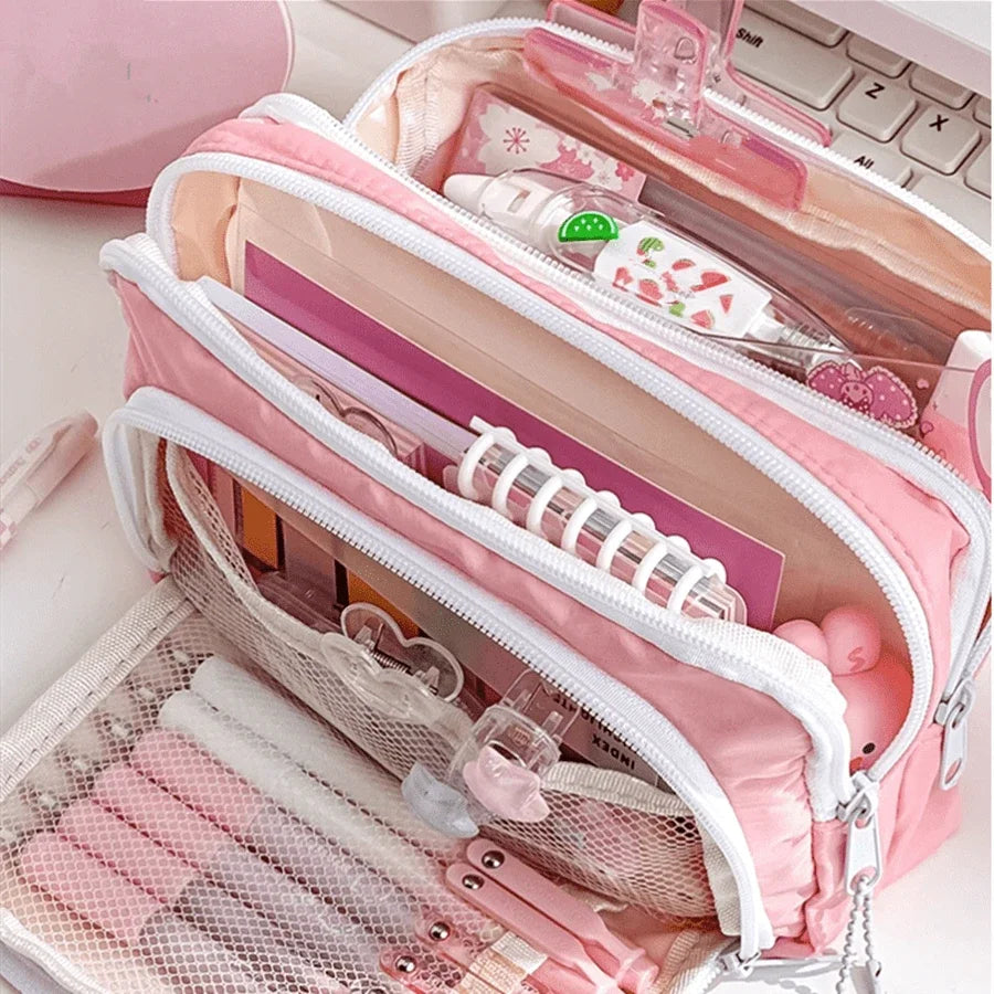 Cute Multi Layer Pencil Case Pouch, Large Capacity Pen Case Bag,Durable Stationery Storage Bag For Students, School&Office