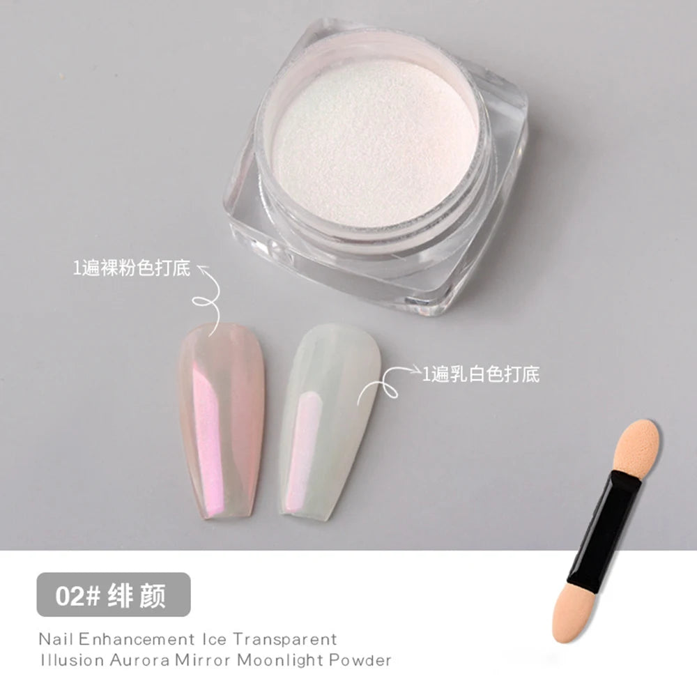 Pearl White Nails Glitter Aurora - Hailey Bieber Nails Moonlight Powders Fritillary Shell Mirror Pigment Nail Decoration