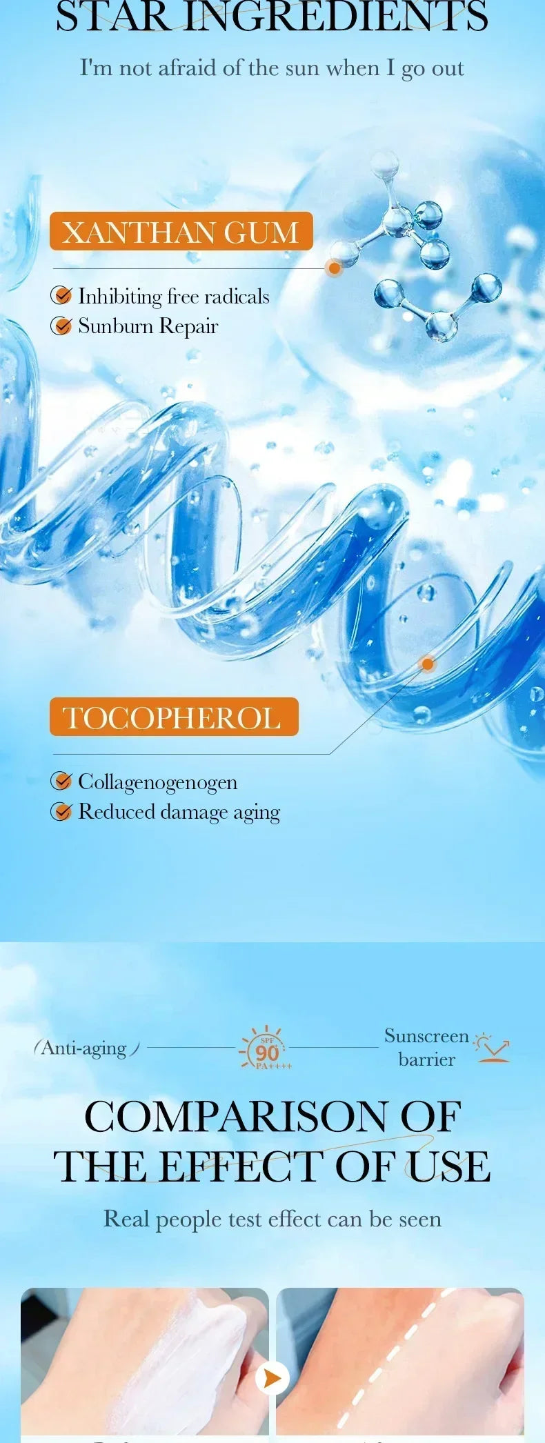 SPF90+ sunscreen, UV protection, whitening sunscreen, moisturizing, whitening, facial and body sunscreen, skin care, anti-aging