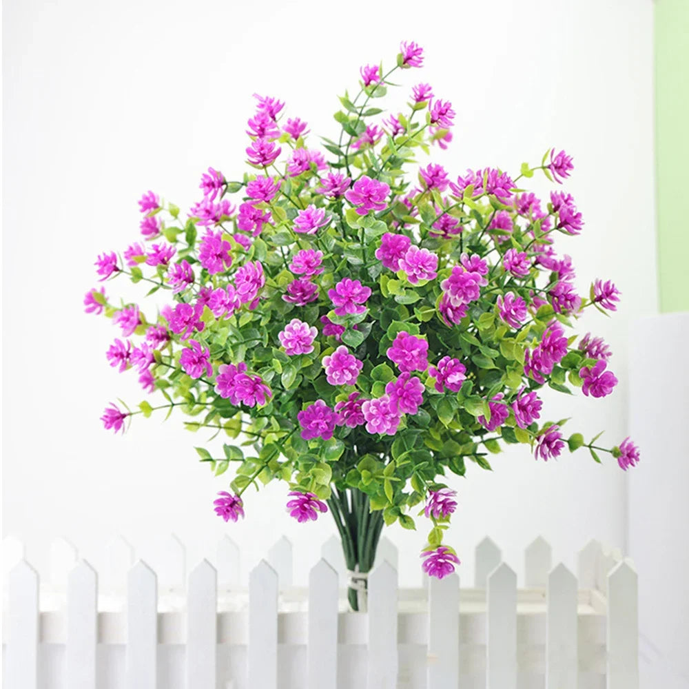 1 Bundle Artificial Flowers Outdoor UV Resistant Shrubs Plants Fake Flower Greenery for Office Kitchen Wedding Garden Decor