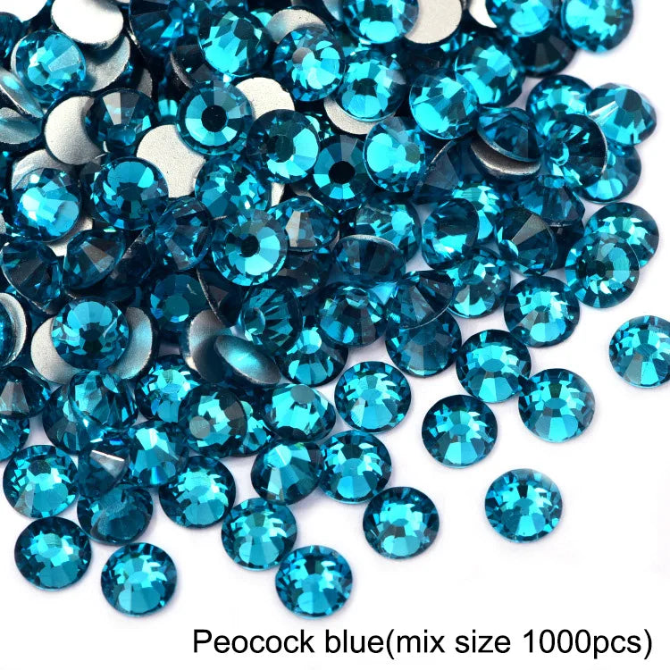 1440Pcs/Pack Flatback 3D Glass Swarovsky DIY Nails Rhinestones Art Decoration Shiny Crystal Stones Gems Manicure