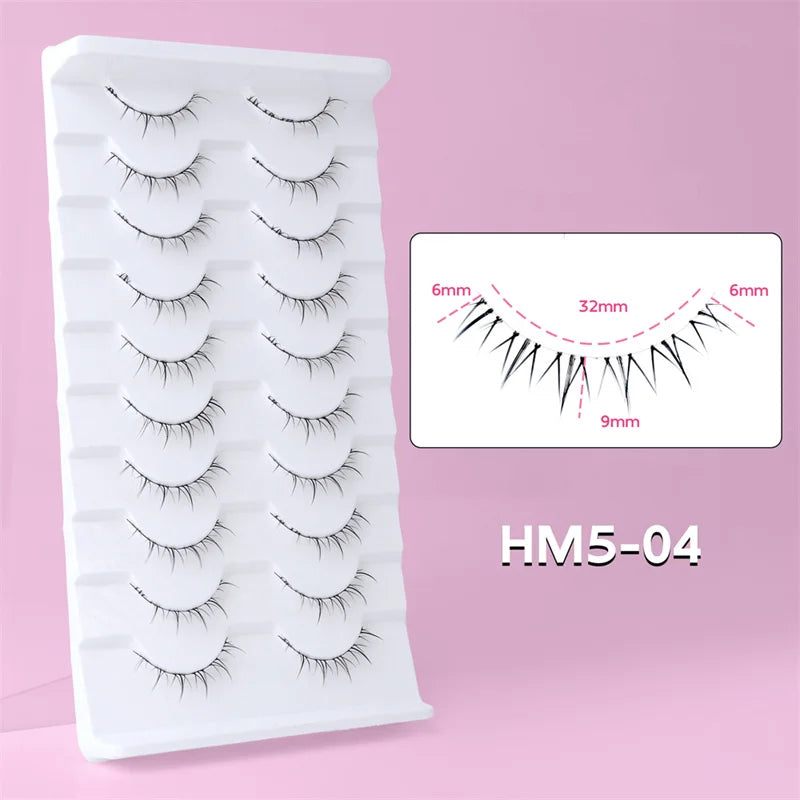 10Pairs Lower Eyelashes Pack Under Eye Lashes Soft Lower Eyelashes 100% Handmade Clear Band Manga Bottom Lashes Makeup Tools