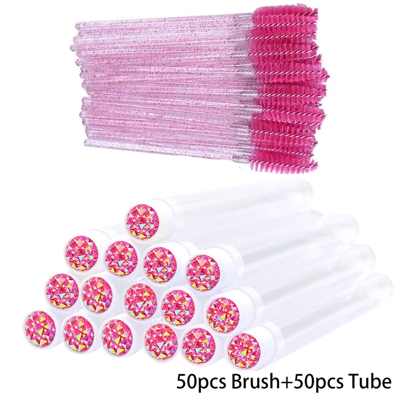 25/50PCS Dust-Proof Eyelash Brush Tube Empty Reusable Lash Mascara Wand Case Eyebrow Comb Makeup Applicators Container wholesale