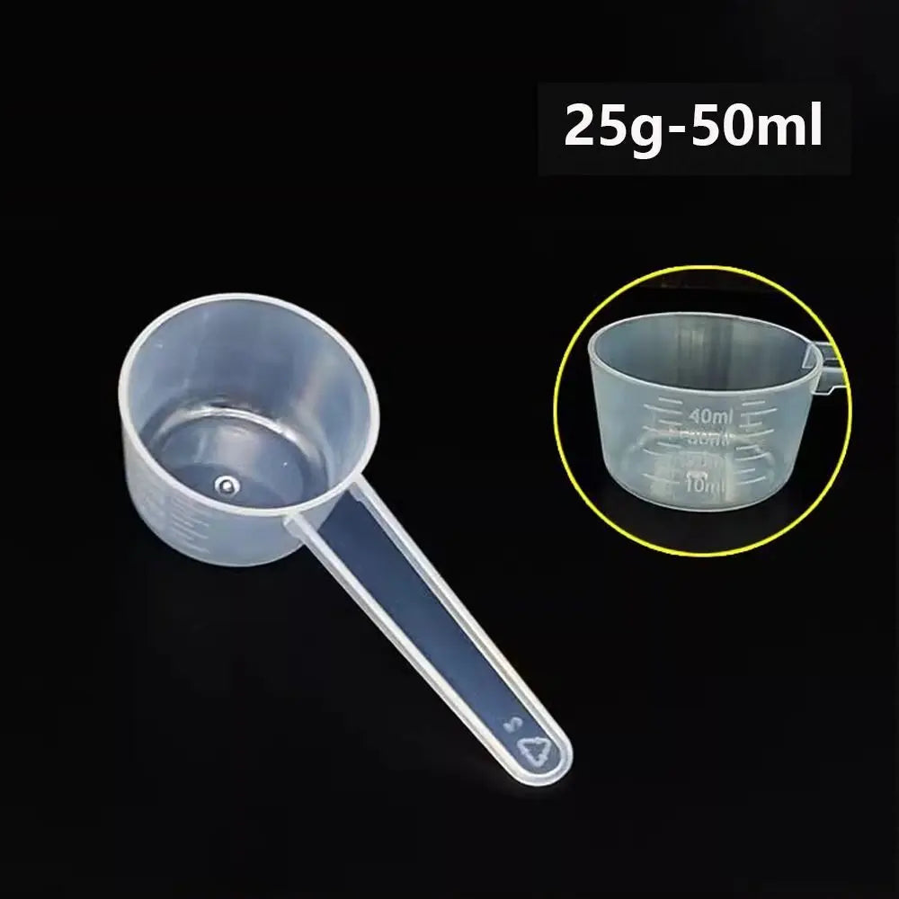 5pcs/set Transparent Plastic Spoon Measuring Flat-bottomed Spoon with Scale Useful Kitchen Baking Measuring Spoon