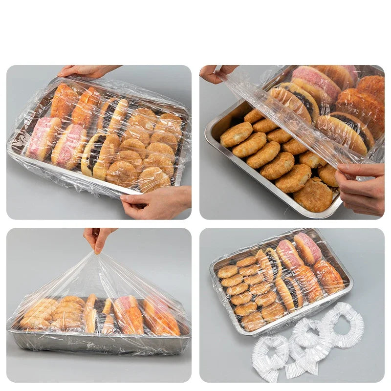 120/70/52CM Disposable Kitchen Accessory Food Cover Storage Bag Saver Dust Food Grade Fresh Lids Elastic Shower Headgear Cover