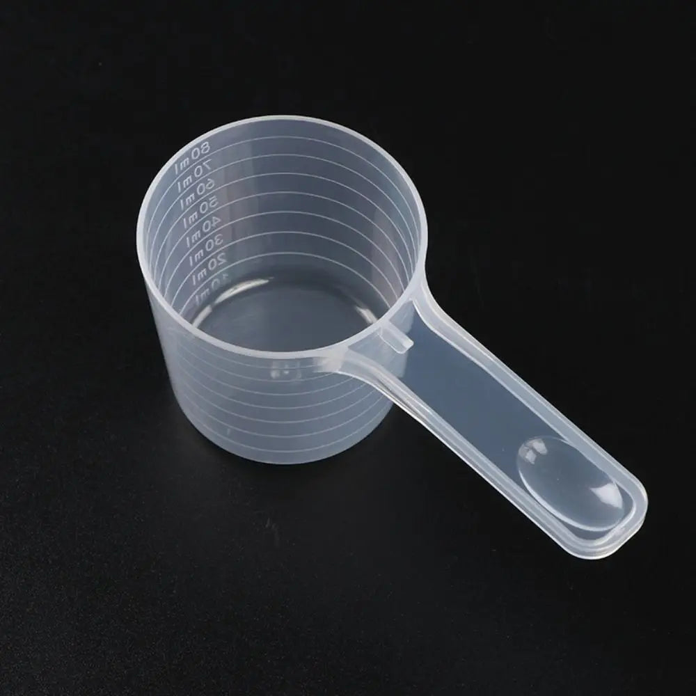5pcs/set Transparent Plastic Spoon Measuring Flat-bottomed Spoon with Scale Useful Kitchen Baking Measuring Spoon