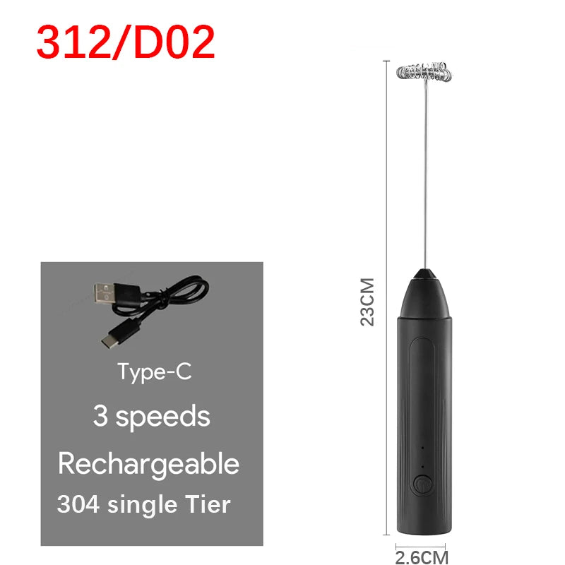 MINI Coffee Frother USB Rechargeable 3 Speeds Foam Maker Coffee Milk Mixer Electric Handle Blender Egg Beater Hot Cooking Tools