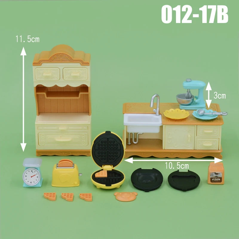 Dollhouse Furniture Kitchen Play Set Miniature Refrigerator 1:12 Mini Food Living Room Sofa Set Pretend Play  Accessores Toy