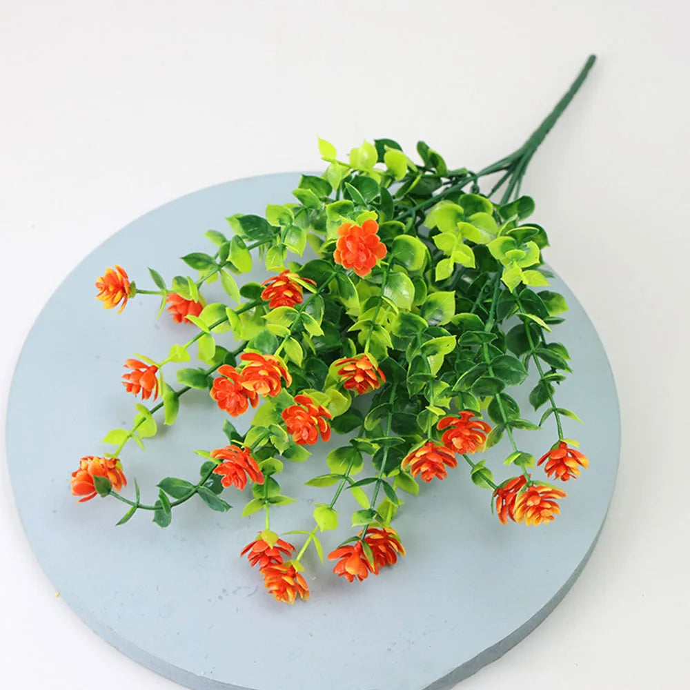 1 Bundle Artificial Flowers Outdoor UV Resistant Shrubs Plants Fake Flower Greenery for Office Kitchen Wedding Garden Decor