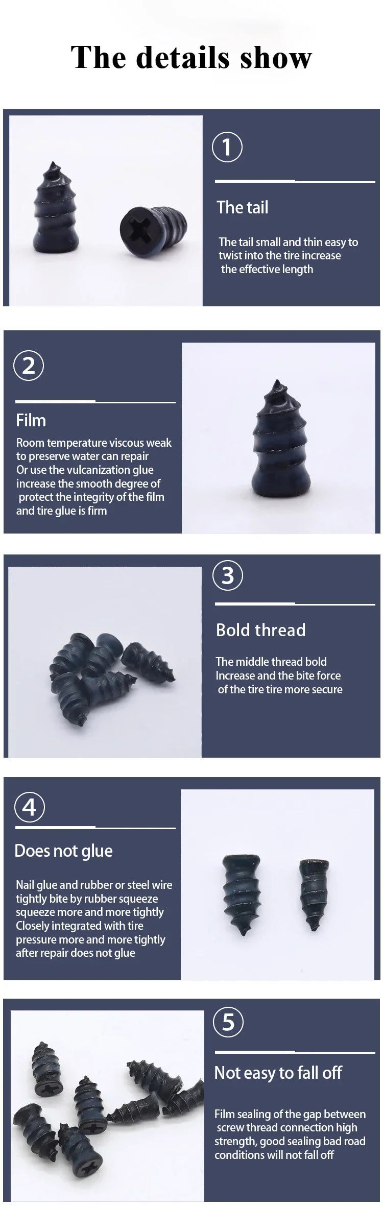 10/30Pcs Car Tyre Repair Rubber Nail Set Universal Car Motorcycle Tyre Repair Nails Truck Scooter Bike Tire Puncture Repair Tool