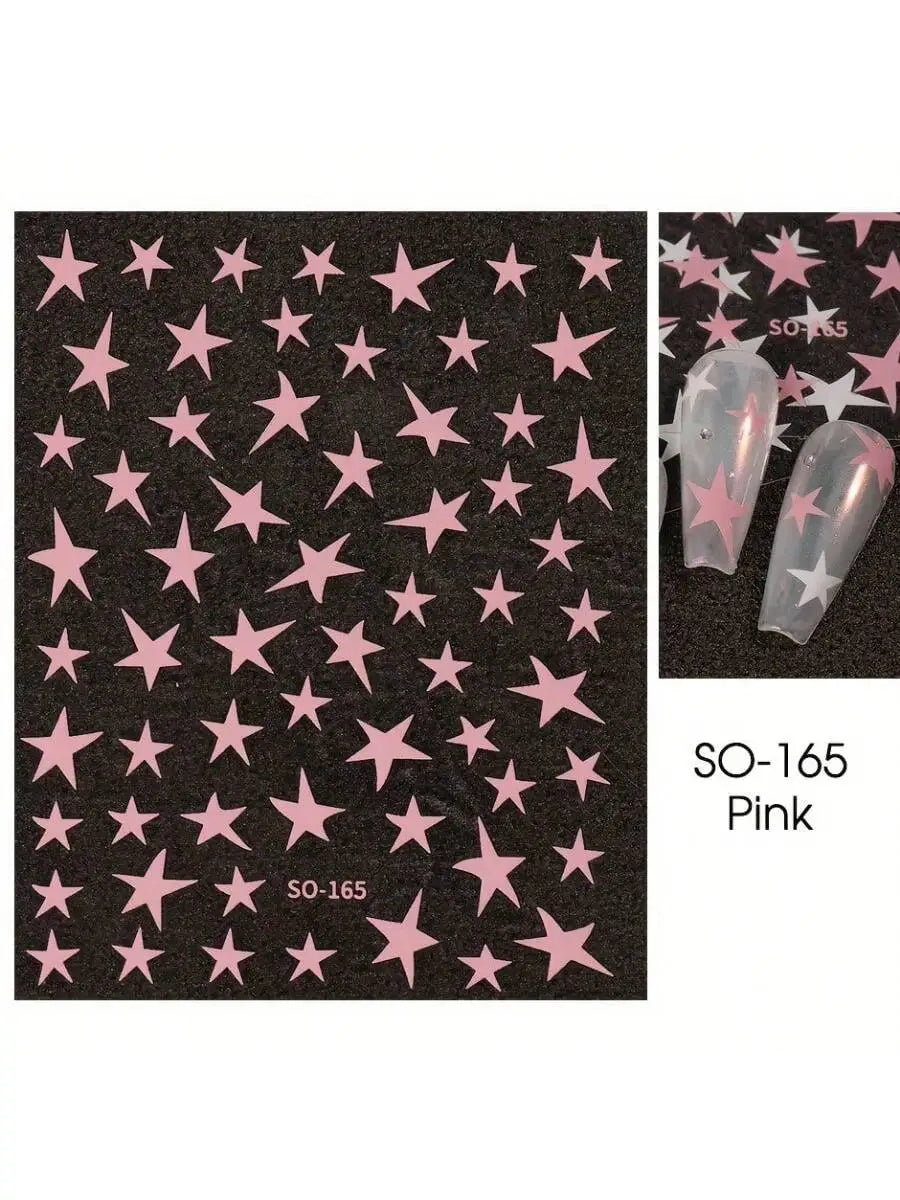 1/4 PCS 3D Metal Silver Golden Starburst  Nails Stickers Manicure French Nail Art Decoration Decal Y2K Nail Art Tips Nail Charm