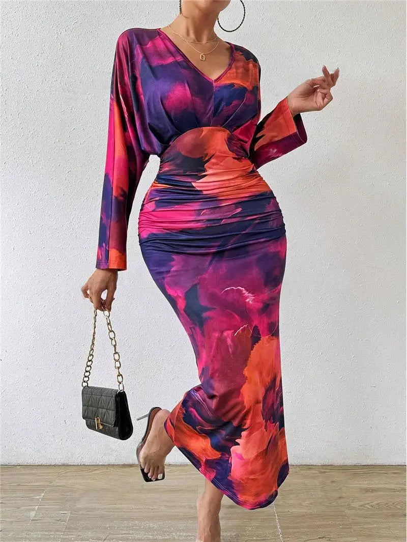 Women's Long Sleeve Dress European Style Batwing Sleeve Other Fabric Ladies Fashion Citywalk Dress Winter Collection
