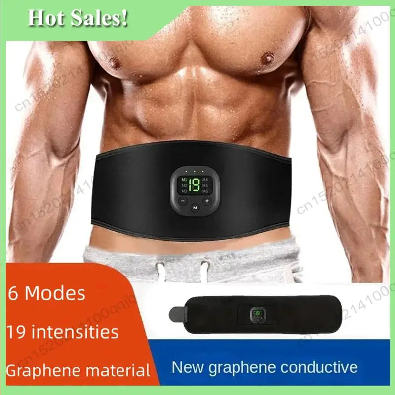 -FDDT EMS Silicone Conductive Fat-Removing Belt With Smart Digital Display Indoor Lazy Fitness Waist Training Massage Device
