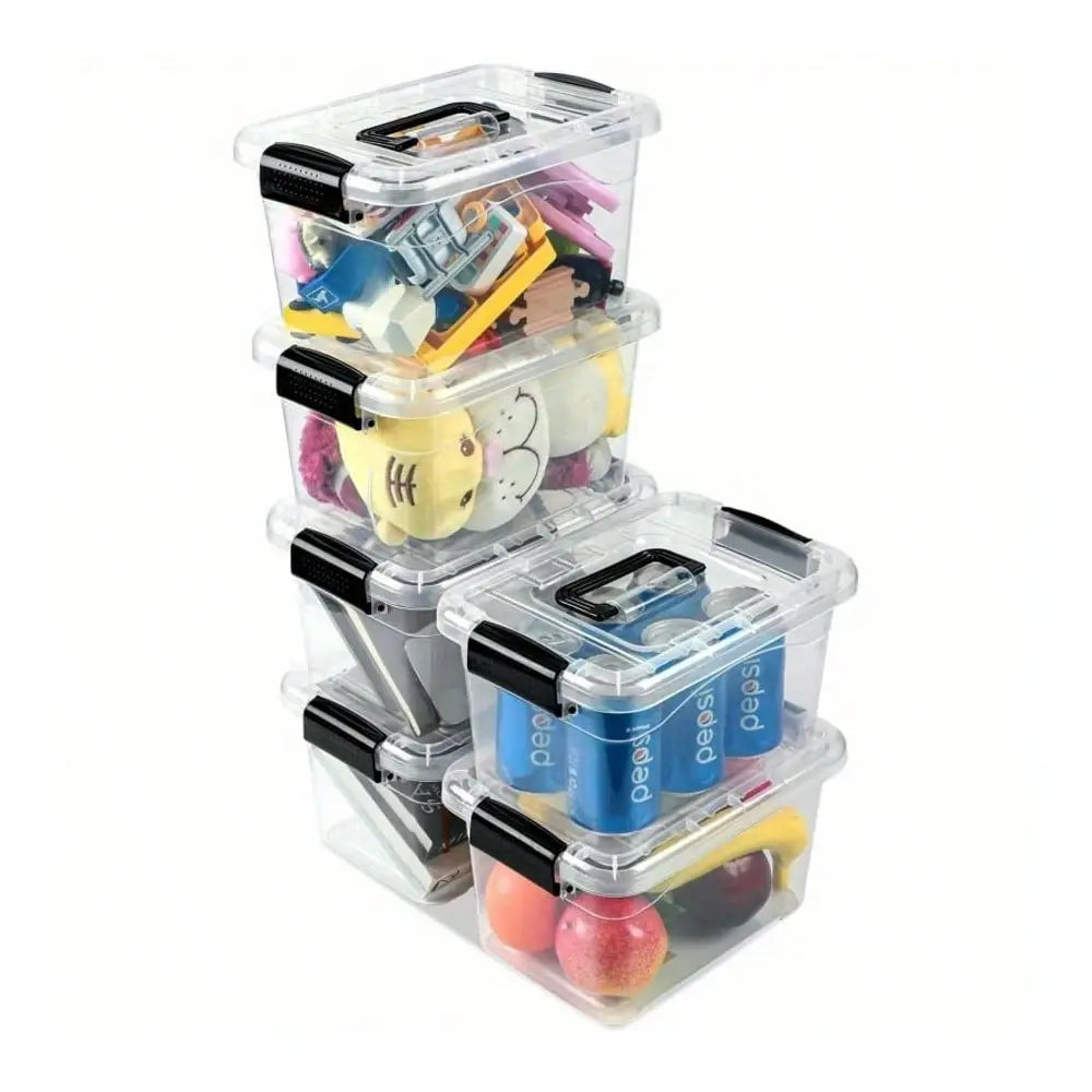 6Pack Stackable Storage Bins With Secure SnapLock Lids Clear Plastic Organizer Boxes,HeavyDuty Containers For Pantry Office Gar