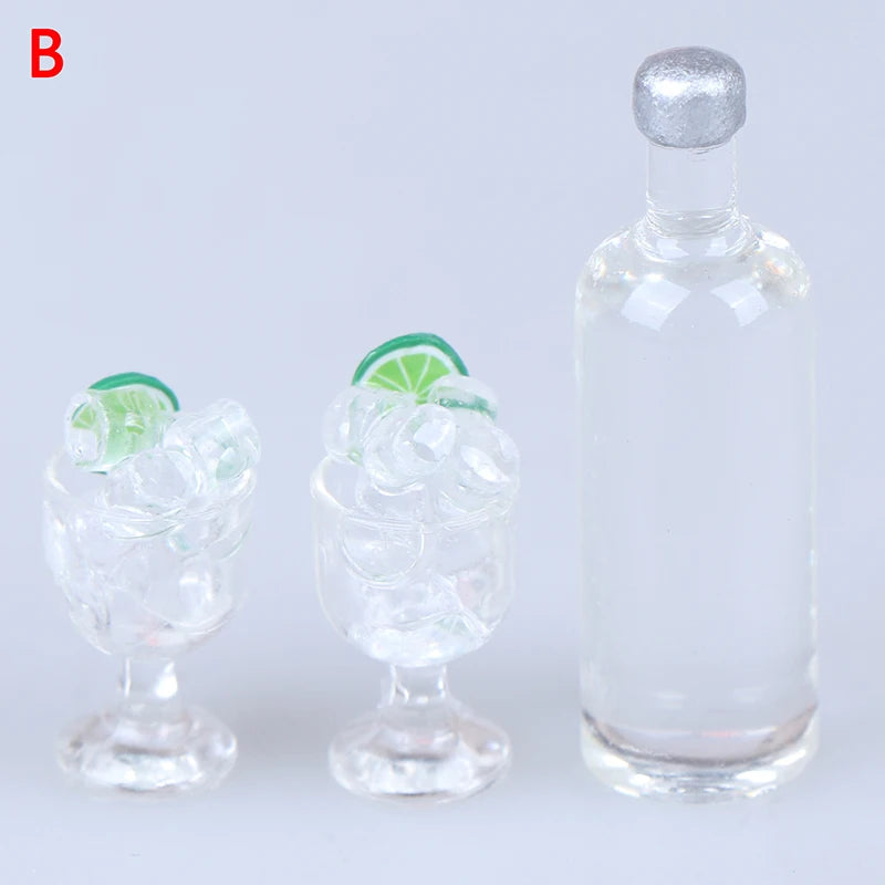 1 Set 1/12 Miniature Wine Bottles Dollhouse Kitchen Accessories - Mini Dolls House Living Room Accessories Beer Drink Bottles